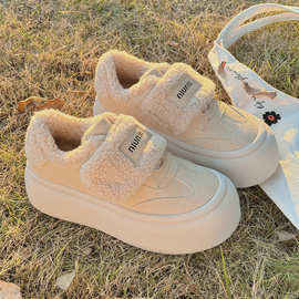 2025冬季新款小白鞋女加绒鞋子保暖棉鞋百搭富美佳A9872一件代发