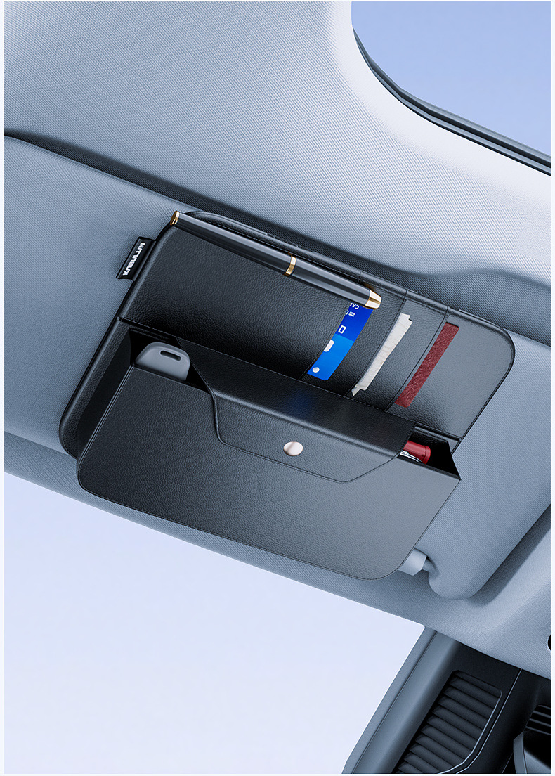Car Sun Visor Storage Multifunctional Organizer Car Glasses Holder Card Driver's License Clip Main and Passenger Storage