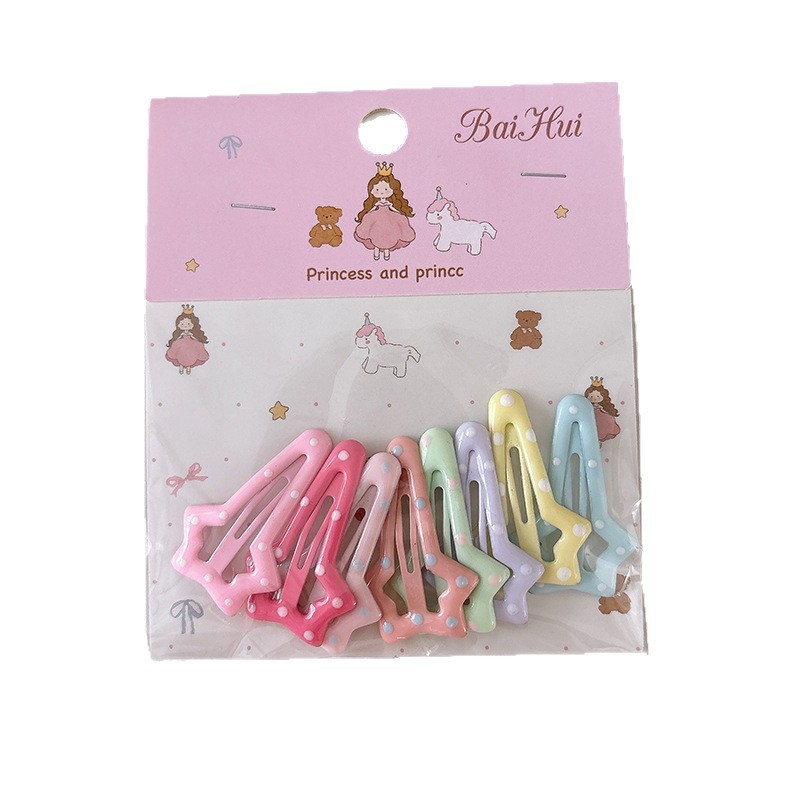甘いキャンディーカラーのオイルドリップ子供用多用途スターヘアピン前髪ヘアピンかわいい女の子bbクリップ8個入り|undefined