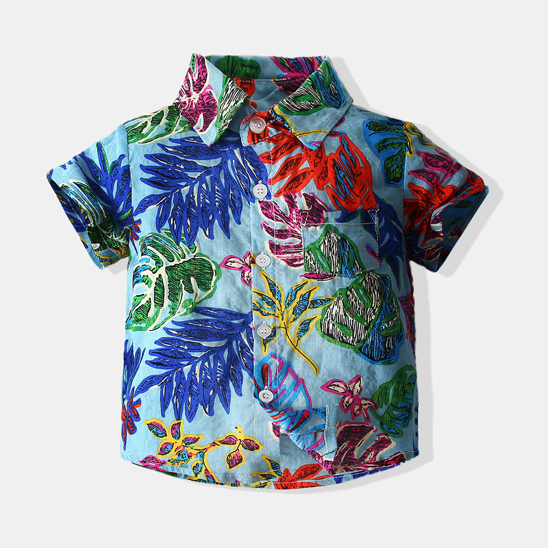 Camisa de verano para niños 2023 nueva camisa de manga corta para niños estilo de playa para niños