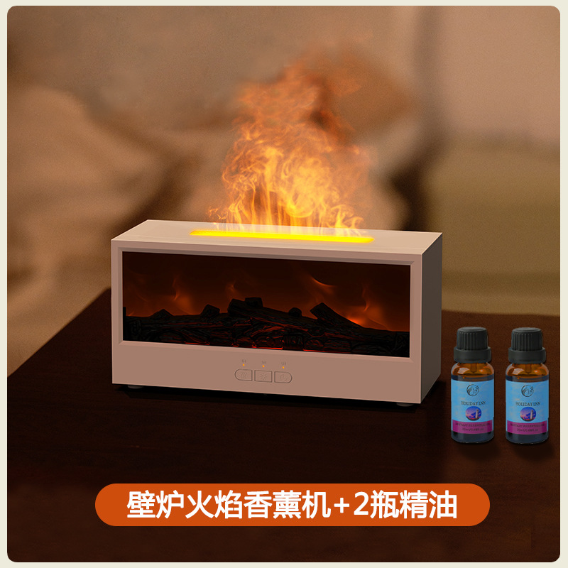Nueva chimenea máquina de aromaterapia de llama Humidificador de chimenea de carbón de simulación 3D Escritorio doméstico Control remoto Luz ambiental colorida