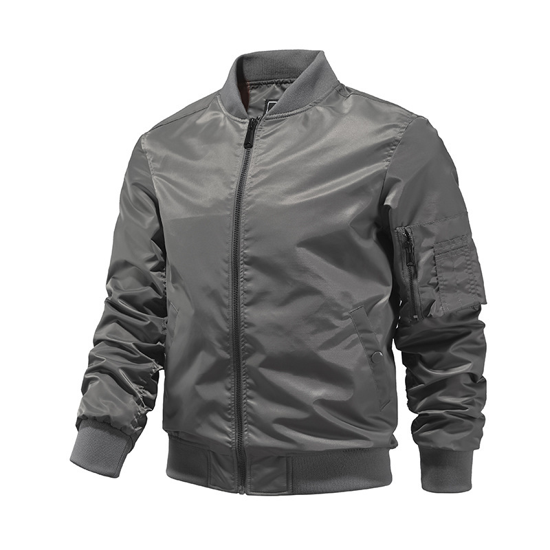 2022 Cross-Border Stand-Collar Flight Jacket Spring and Autumn Ma1 Pilot Jacket Baseball Jacket Plus Size Solid Color Men's Outerwear 2022 Cross-Border Stand-Collar Flight Jacket Spring and Autumn Ma1 Pilot Jacket Baseball Jacket Plus Size Solid Color Men's Outerwear