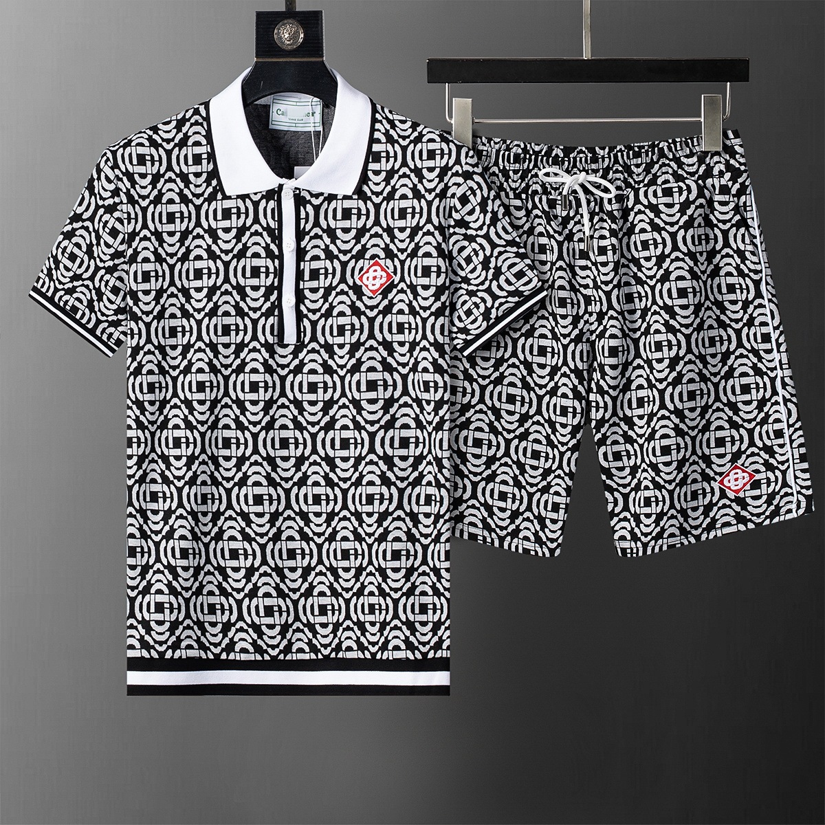 Cross-border versión correcta polo manga corta set de collar de verano clásico toalla de hombre bordado casual Europa y América explosión