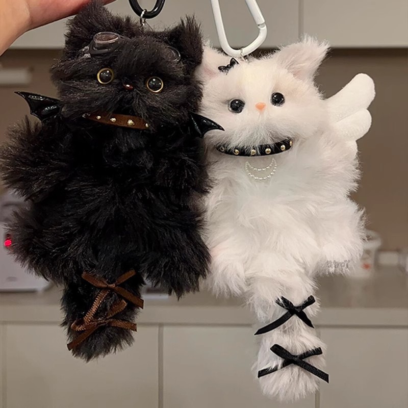 Caricatura encantadora super lindo torsión palo gatito diablo hecho a mano DIY material paquete colgante decoración regalo de cumpleaños