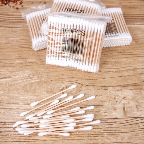 Double-ended cotton swab wooden stick makeup cotton swab cotton ear cotton ball removal makeup remover cotton swab pointed round head