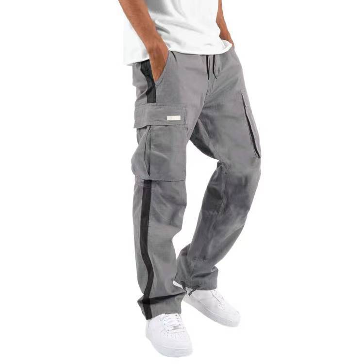 Pantaloni da lavoro nuovi da uomo Pantaloni casual con coulisse e tasca a blocchi di colore_voghion.com