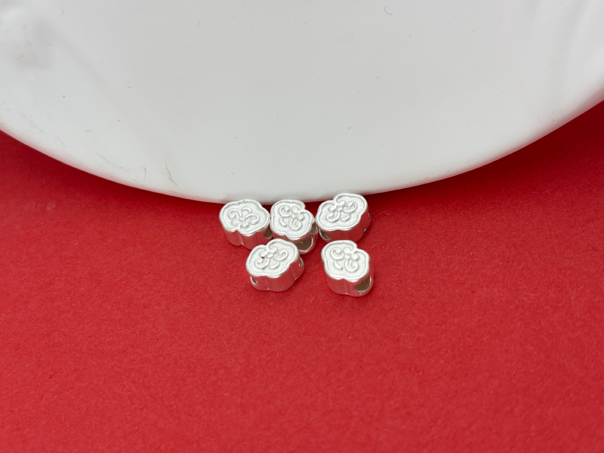 999 Pure Silver Patterned Cloud Beads Versatile Pure Silver Small Accessories Handmade DIY Braided Rope Accessories Bracelet Spacer Beads