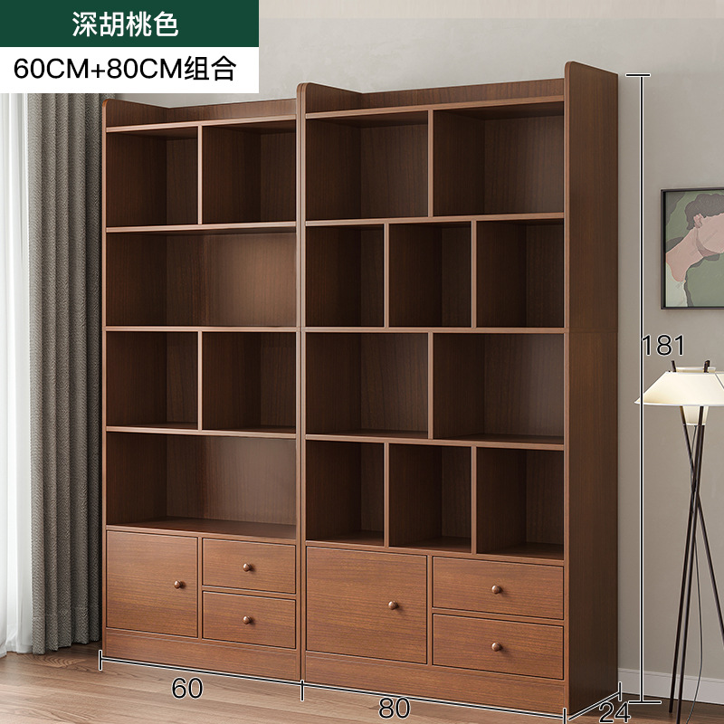 estantería de piso estantería sala de estar integrado contra la pared almacenamiento y exhibición armario de madera maciza gabinete de biblioteca doméstico con puerta de gabinete