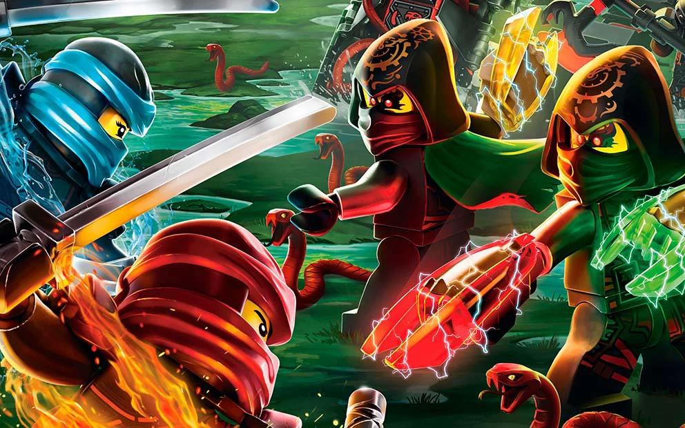 Фотозона (Lego Ninjago) баннер для праздника, тонкая ткань 150×100–300×300 см, разные цвета