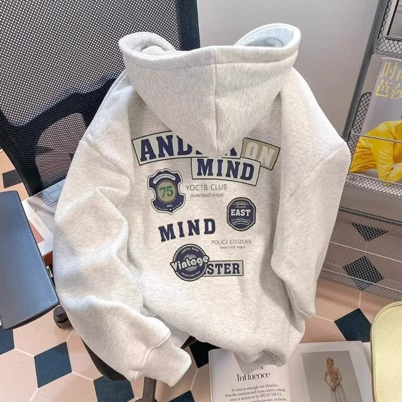 American Trendy Brand Hooded Velvet Sweatshirt Men's Autumn and Winter New Heavyweight Casual Versatile Couple Hoodie Jacket Top American Trendy Brand Hooded Velvet Sweatshirt Men's Autumn and Winter New Heavyweight Casual Versatile Couple Hoodie Jacket Top