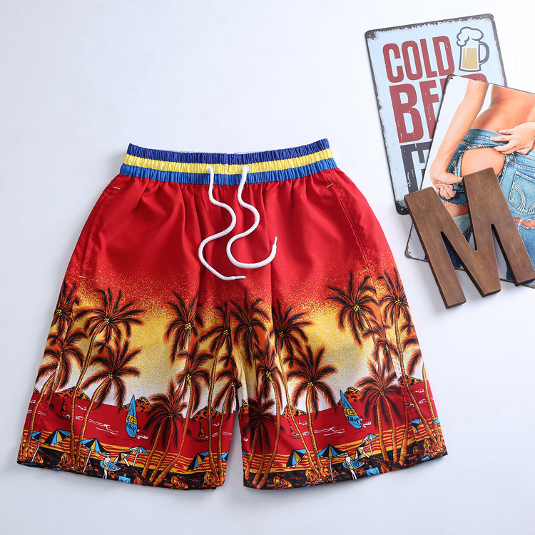 224g Weight Shorts Pants Length Men'S Coconut Tree Casual Regular Fit Men's Bottoms