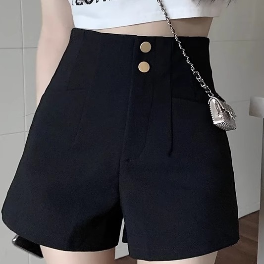 High waist shorts women's outdoor wear spring 2023 new A- line ultra high waist wide leg slimming casual hot pants ins fashion