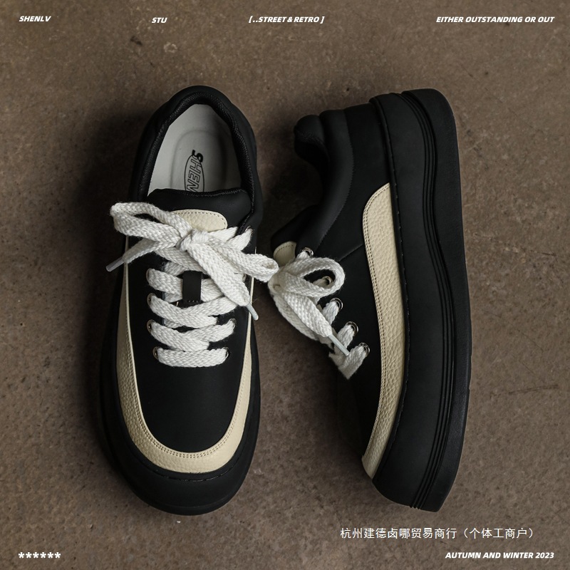 Autumn exclusive design black sneakers for leisure platform