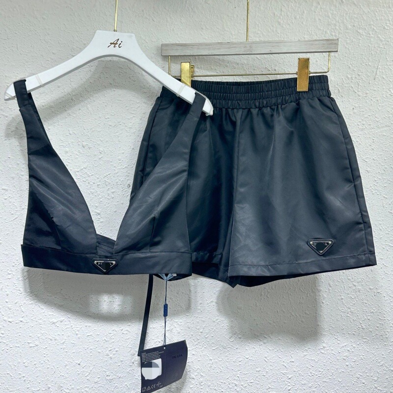 Summer New Fashion Triangle Logo Shorts Set