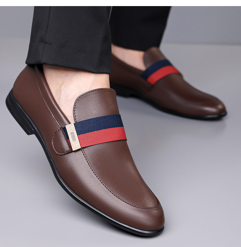 Giày lười nam da thật kiểu moccasin, mũi phẳng, đế bệt, thoáng khí — nâu, đen chi tiết 16