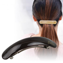 法式高级感一字弹簧夹字母弧形醋酸发夹女后脑勺马尾发卡头饰批发