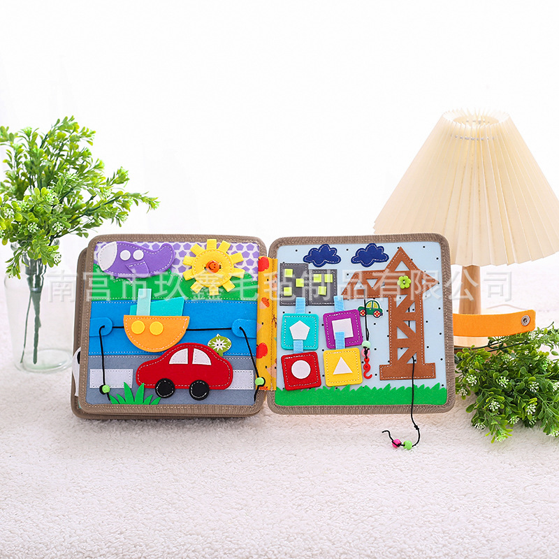 Al por mayor nuevo fieltro ciervo libro tranquilo escudo gato desgarrado iluminación cepillo de cremallera ocupado juguetes de aprendizaje