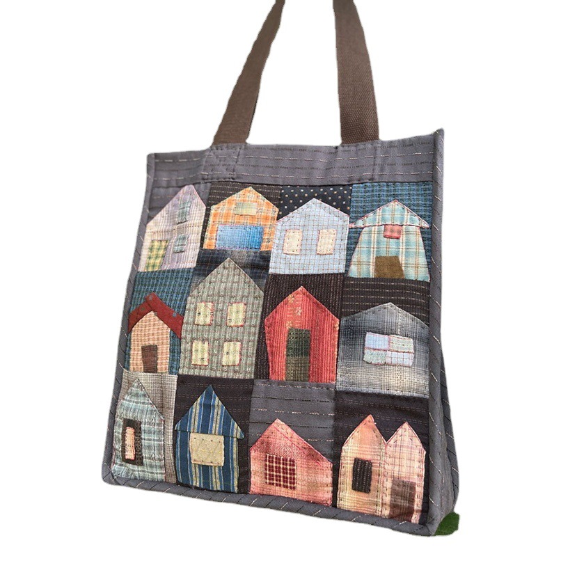 Hecho a mano DIY Lu bordado nuevo patchwork bolsa de las mujeres habitación individual bolsa grande regalo creativo imagen impresa bordado DIY bolsa de material