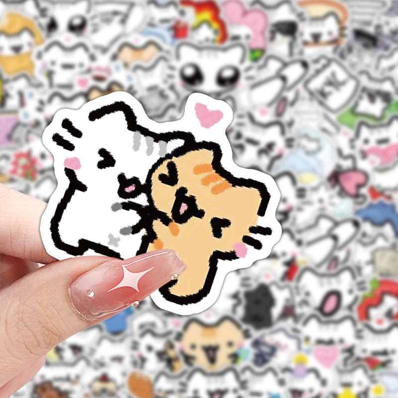 72枚のラインの子猫のステッカーかわいい漫画のシンプルな子猫の装飾の携帯ケースのノートパソコンの防水は絵を貼ります。|undefined