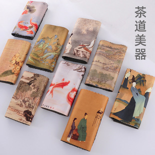 Tea towel suede tea towel thickened absorbent non-lint non-fading tea towel painted tea mat Zen tea ceremony