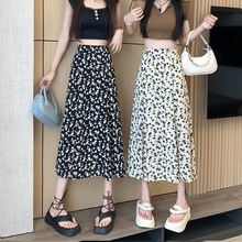春夏2022新款高腰a字半身裙中长款小个子碎花仙女温柔气质裙子女