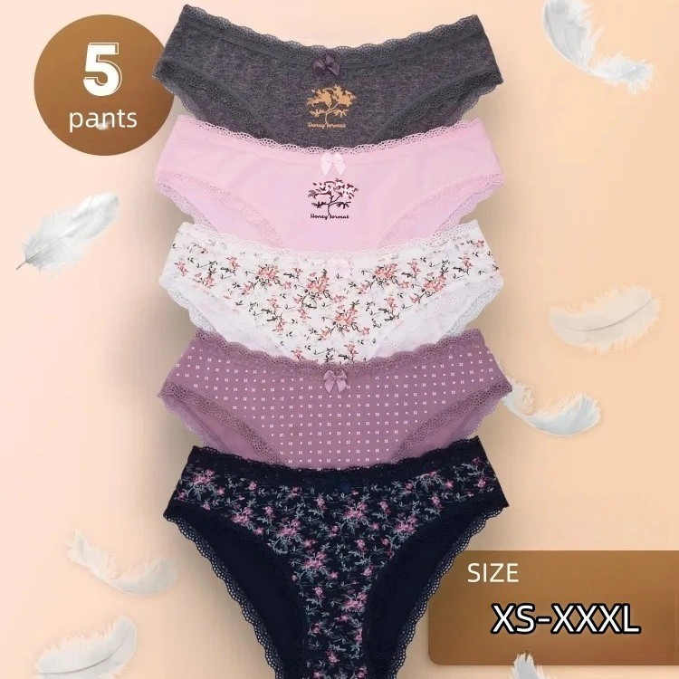 Foreign Trade Cross-Border Multi-Size Women's Pure Cotton Triangle Women's Underwear Printed Nude Feel Comfortable and Smooth European and American Combination Pack