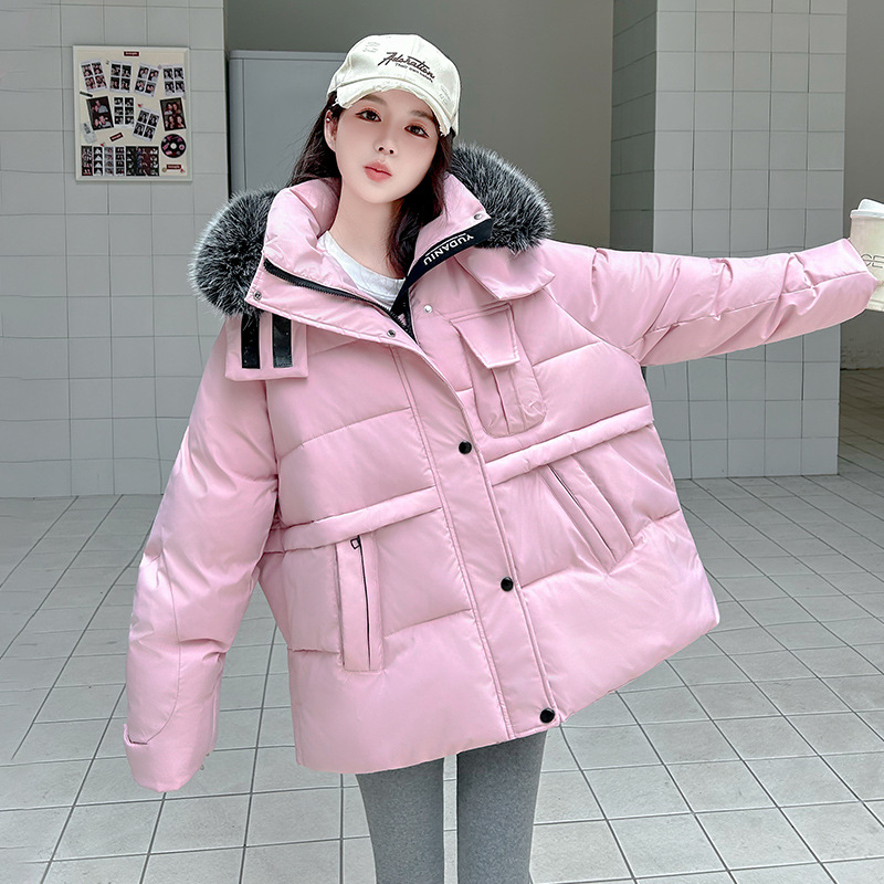 Gran tamaño de invierno nuevo estilo de collar de lana de escolares de estilo coreano chaqueta de algodón suelta chaqueta de algodón gruesa de moda image 9