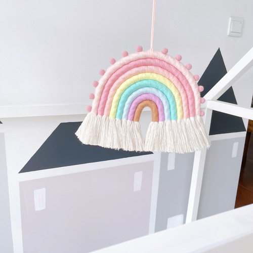 Ins style Amazon Nordic style rainbow home children's room decoration pendant woven rainbow hanging wall hanging pendant