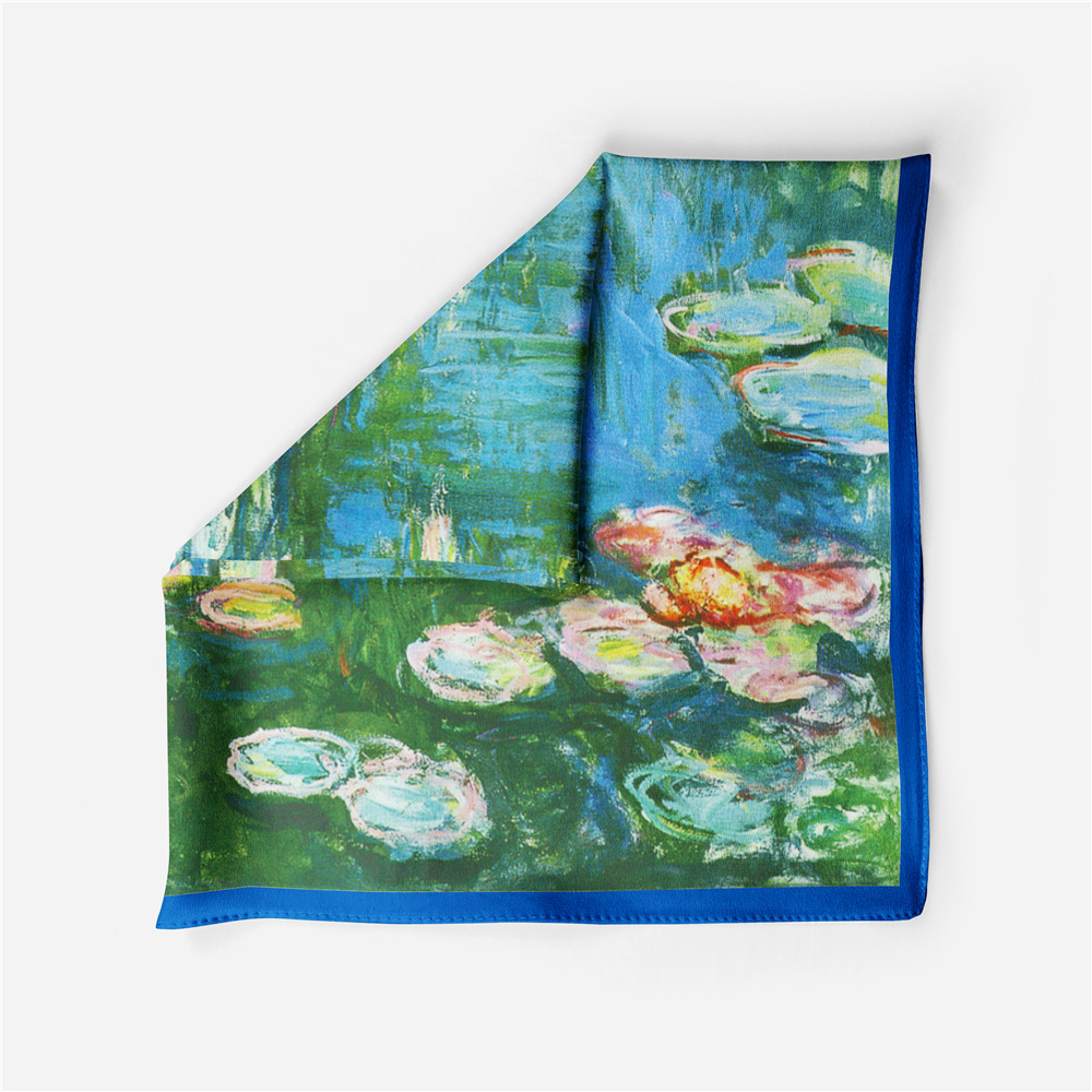 53cm Monet Ölgemälde Serie Seerosen Im Teich Seiden Schal display picture 5