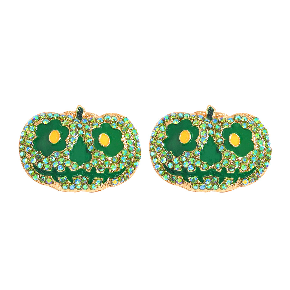 Fashion Pumpkin Alloy Inlay Rhinestones Ear Studs 1 Pair