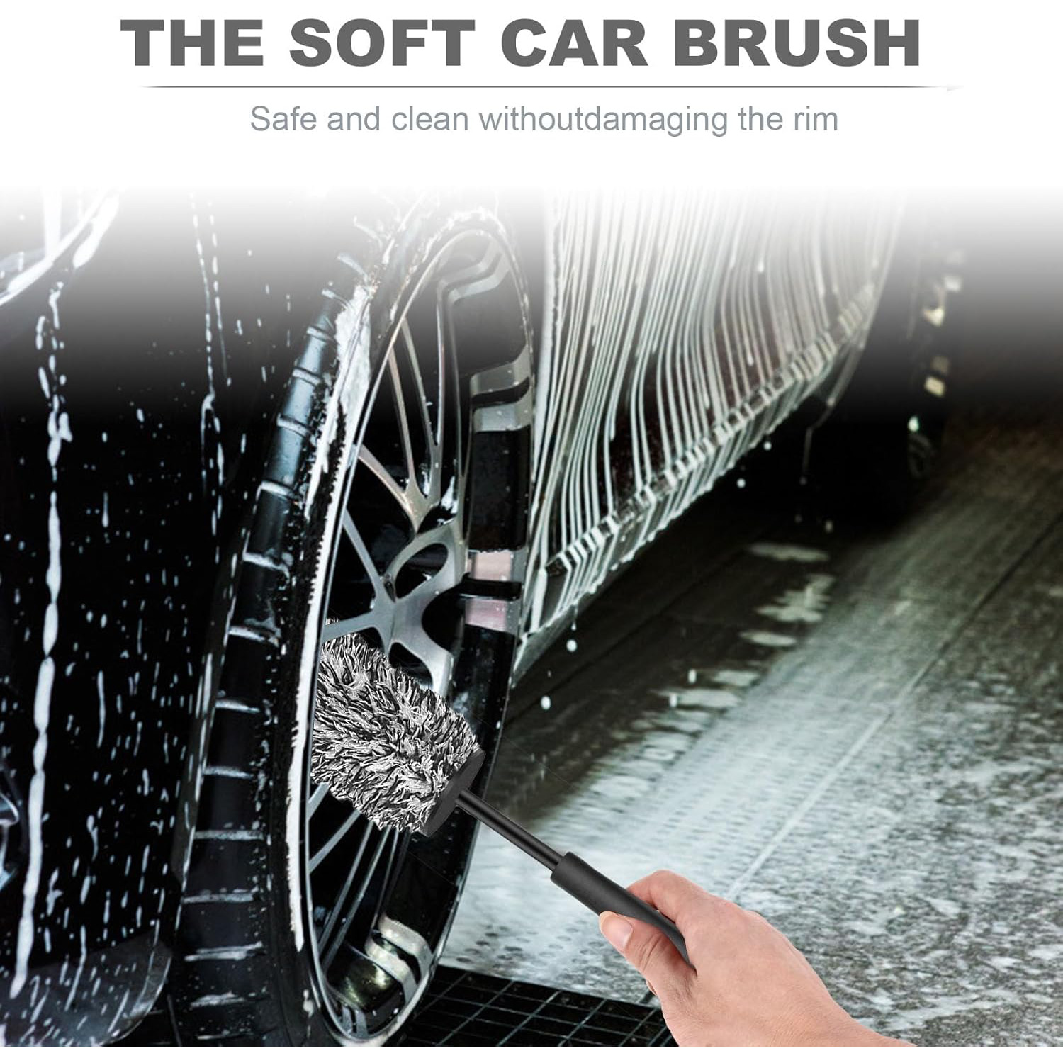 Microfiber Twisted Long-Handled Tire Brush Car Wash Tool Decontamination Dust Duster Plush Car Wheel Hub Cleaning Brush
