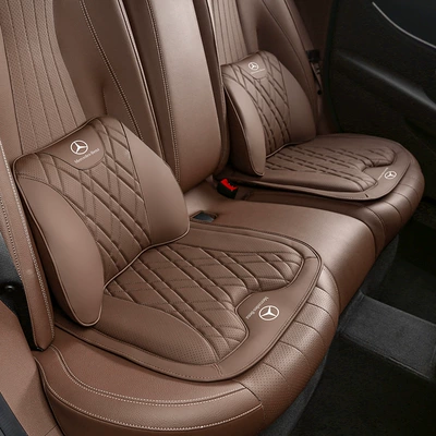 24 models of Mercedes-Benz seat cushions: Headrest - 2-mercedes-benz-lumbar-supports-2-seat-cushions-chestnut-brown