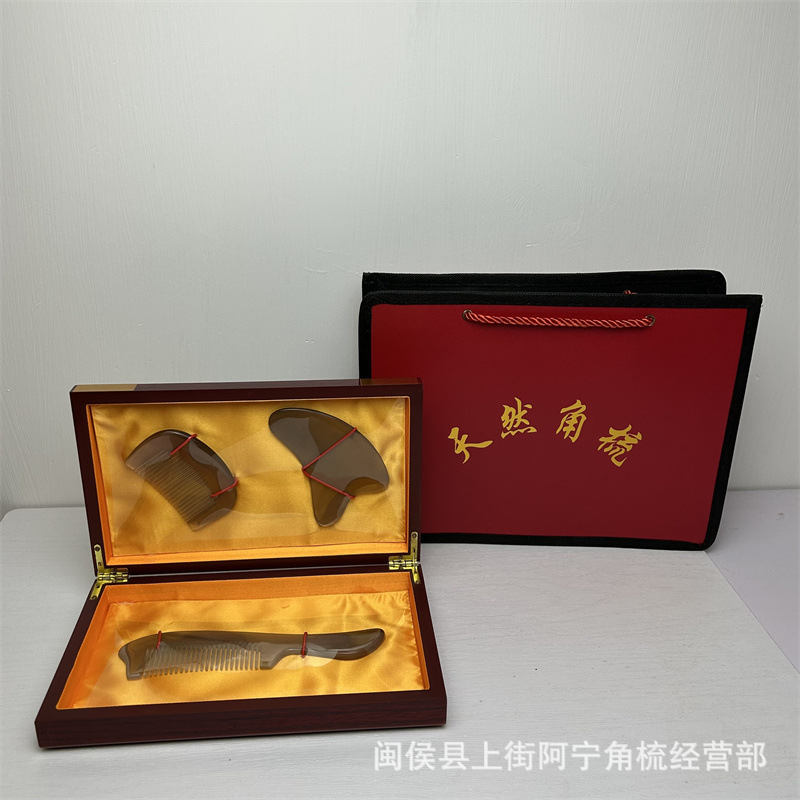 Horn Comb Gift Set Premium Ox Horn Hair Comb for Long Hair Home Use Elegant Festival Gift Box key features
