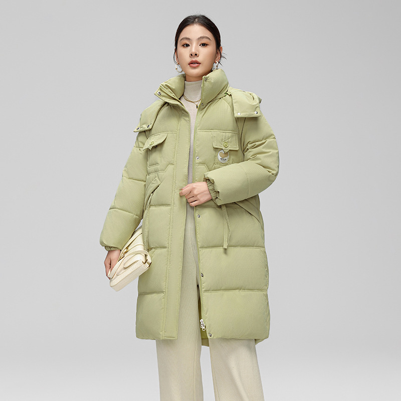 女性のためのミドル丈の綿の服 2025 冬の新しいファッション膝上綿のジャケット緩い厚いフード付き綿のジャケット|undefined