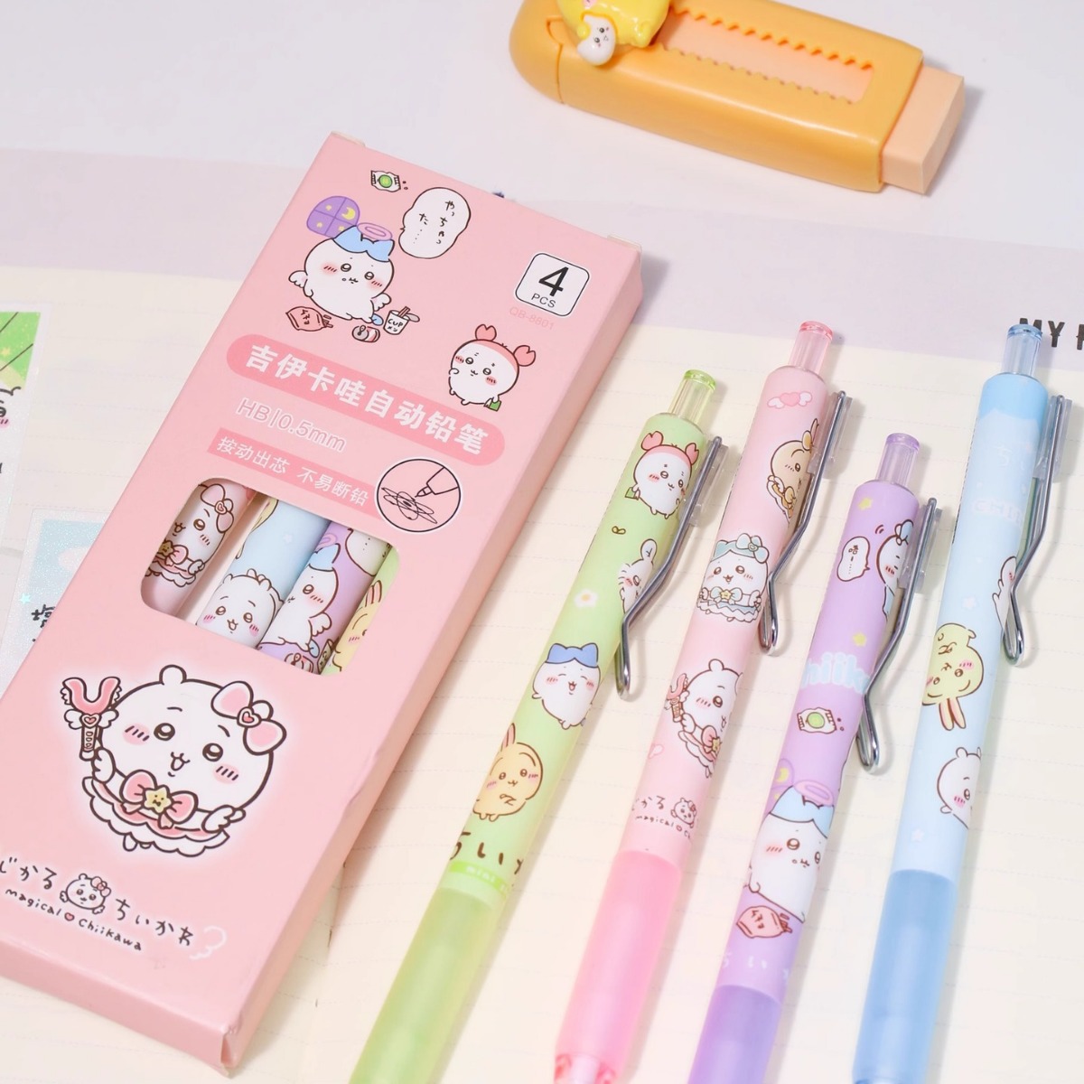 Caja de lápiz automático 2B / HB0.5mm tarjeta japonesa ventilación pequeña Kumi estudiantes de núcleo continuo conjunto de lápiz de presión