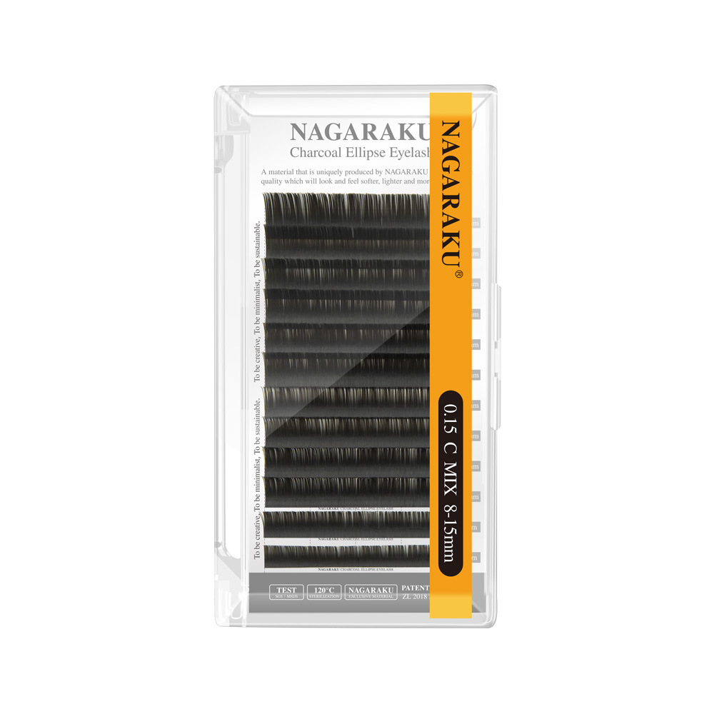 NAGARAKU mate niebla negro doble punta de pelo plano Aire suave toque cero BCD + deforme Injerto de pelo de visón pestañas postizas