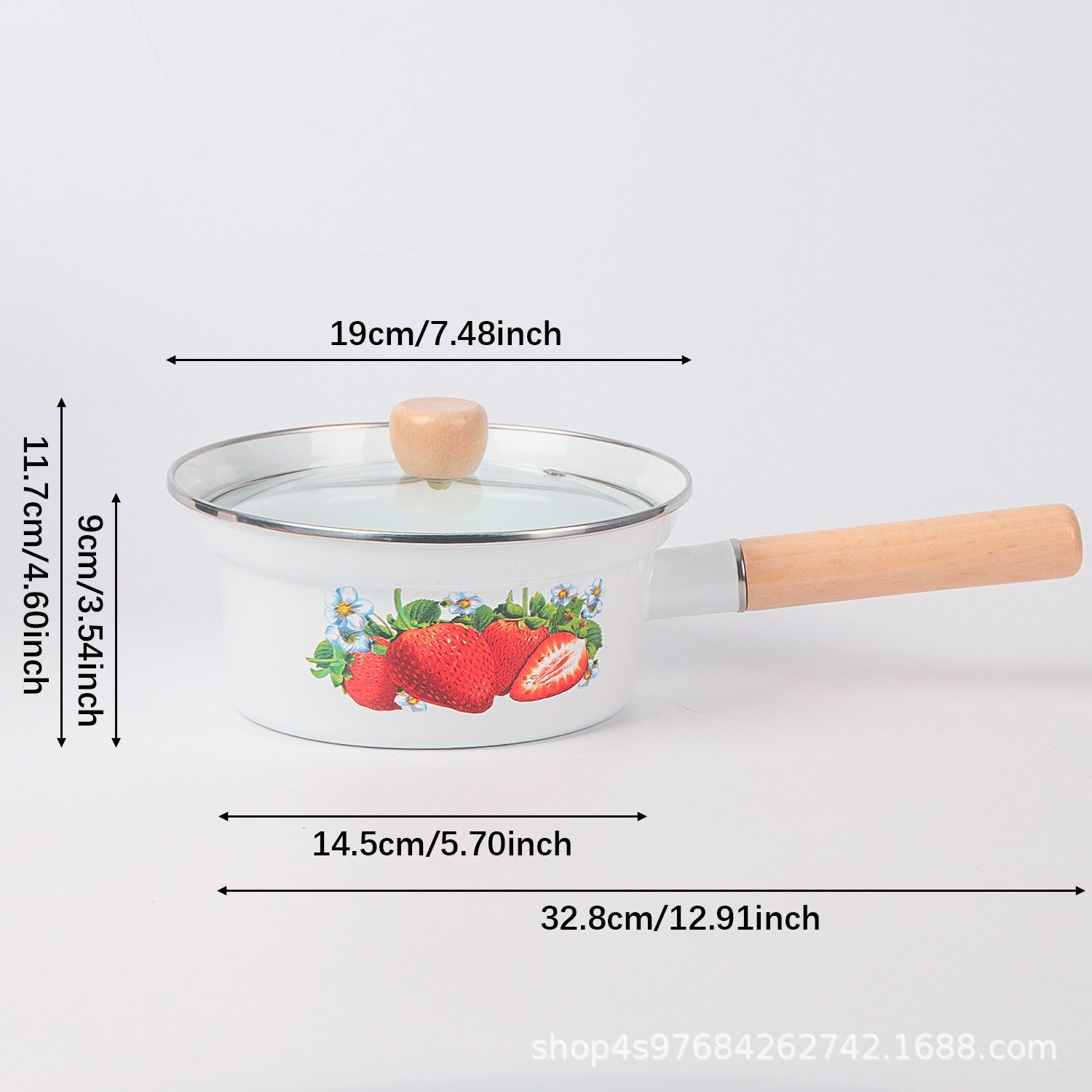 흰색 딸기 모양 넘침 방지 냄비 20cm