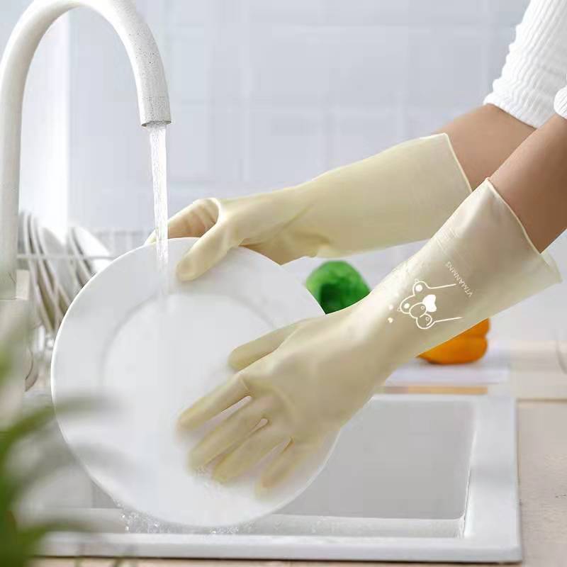 Longs gants de ménage imperméables en caoutchouc pour cuisine_voghion.com