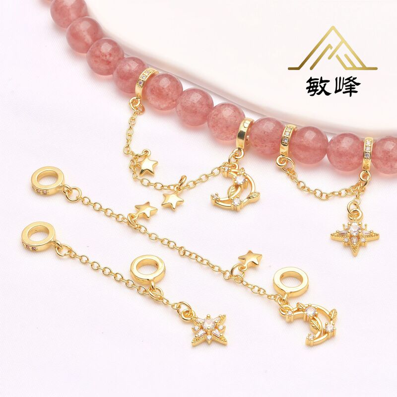 14K Gold-Plated Zircon Star Dolphin Tassel Pendant Handmade DIY Bracelet Bracelet Chain Accessories Pendant