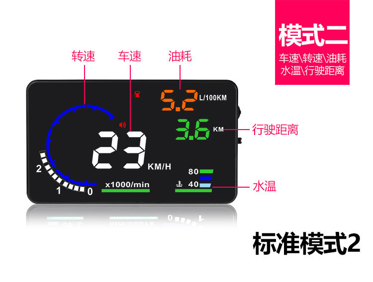 Weiying Intelligent Hud Head-Up Display A8 Car Obd Projector High-Definition Speedometer Multi-Function Universal