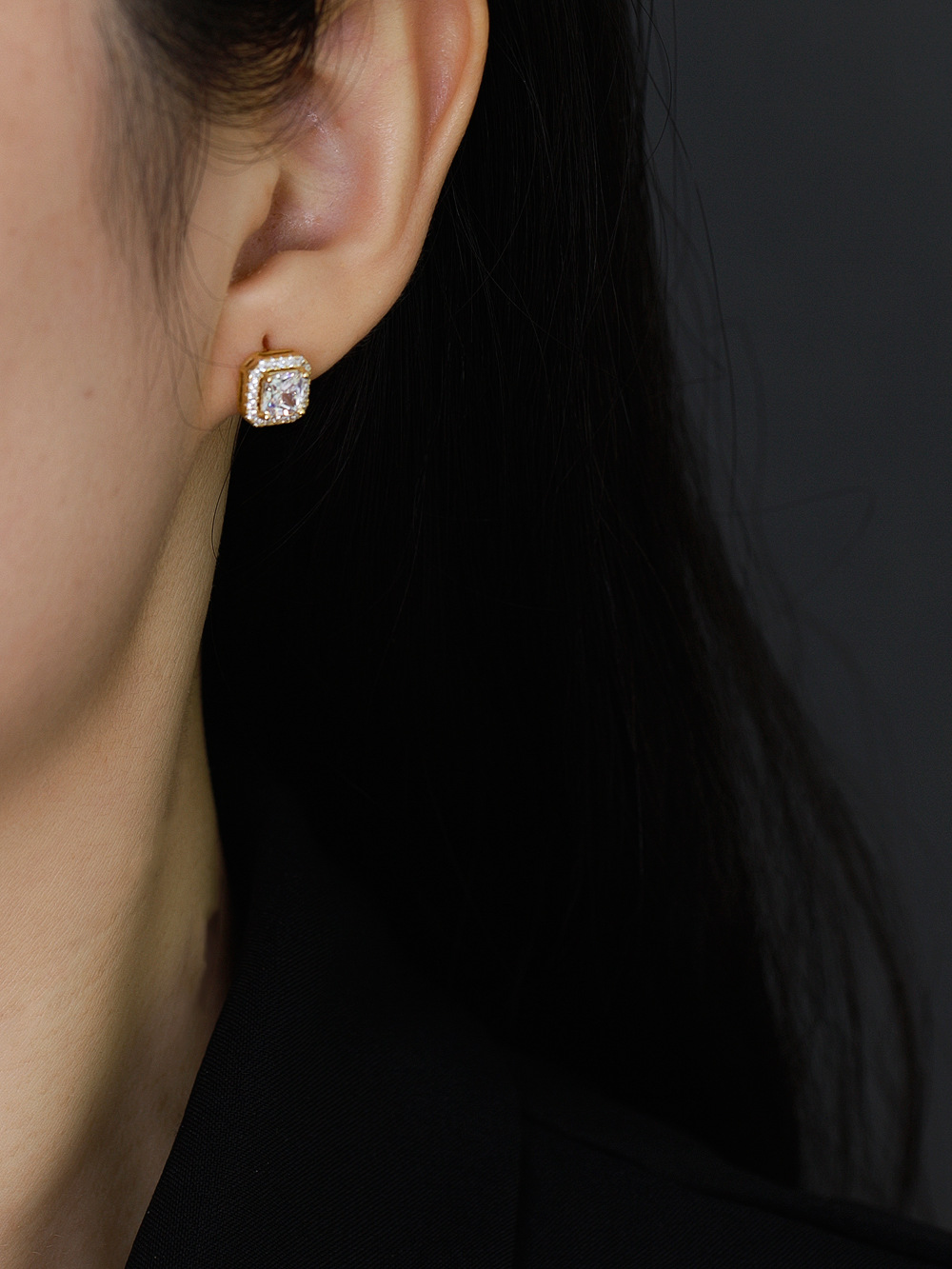 Fashion Geometric Sterling Silver Inlay Zircon Ear Studs 1 Pair