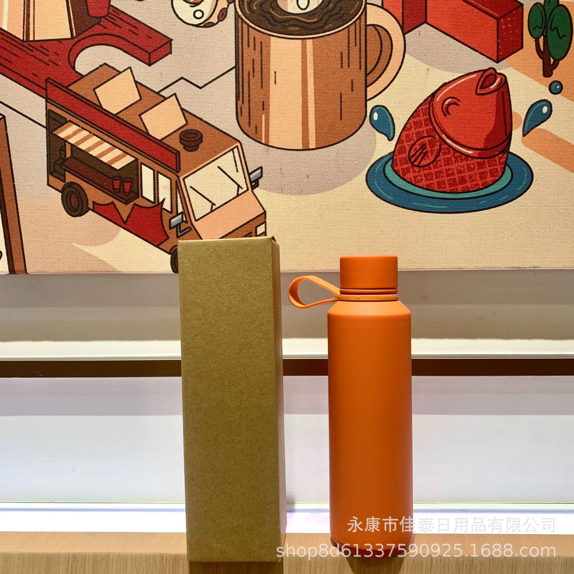 2024 nuevo en stock americano boca pequeña taza de vacío portátil mango de silicona pintura de goma taza de agua taza de vacío de acero inoxidable