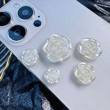 底部穿孔实色玫瑰花饰品 diy手工材料头饰发夹珠光串珠饰品配件