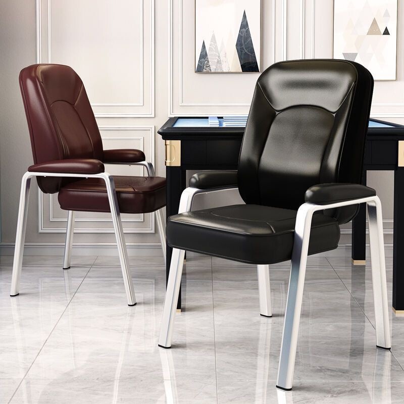 Casual Mahjong Chair, Simple Four-Legged Leather Office Chair for Game Rooms, Comfortable Home-Use Chair with Backrest for Long Sitting, Suitable for Gaming and Reception