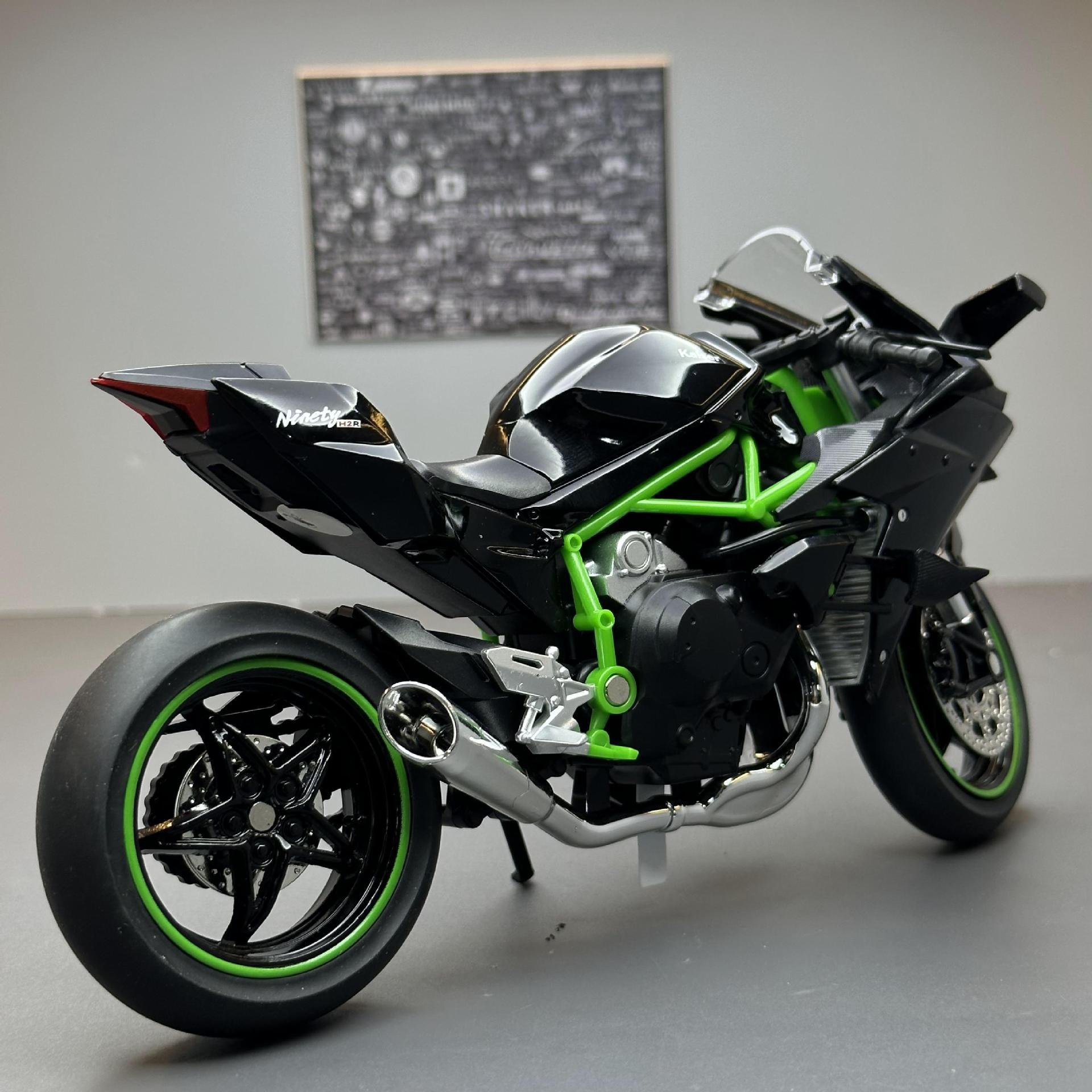 Jiaye aleación 1 :12 ninja H2R motocicleta cinturón deslizante sonido y luz coche de juguete música modelo decoración colección