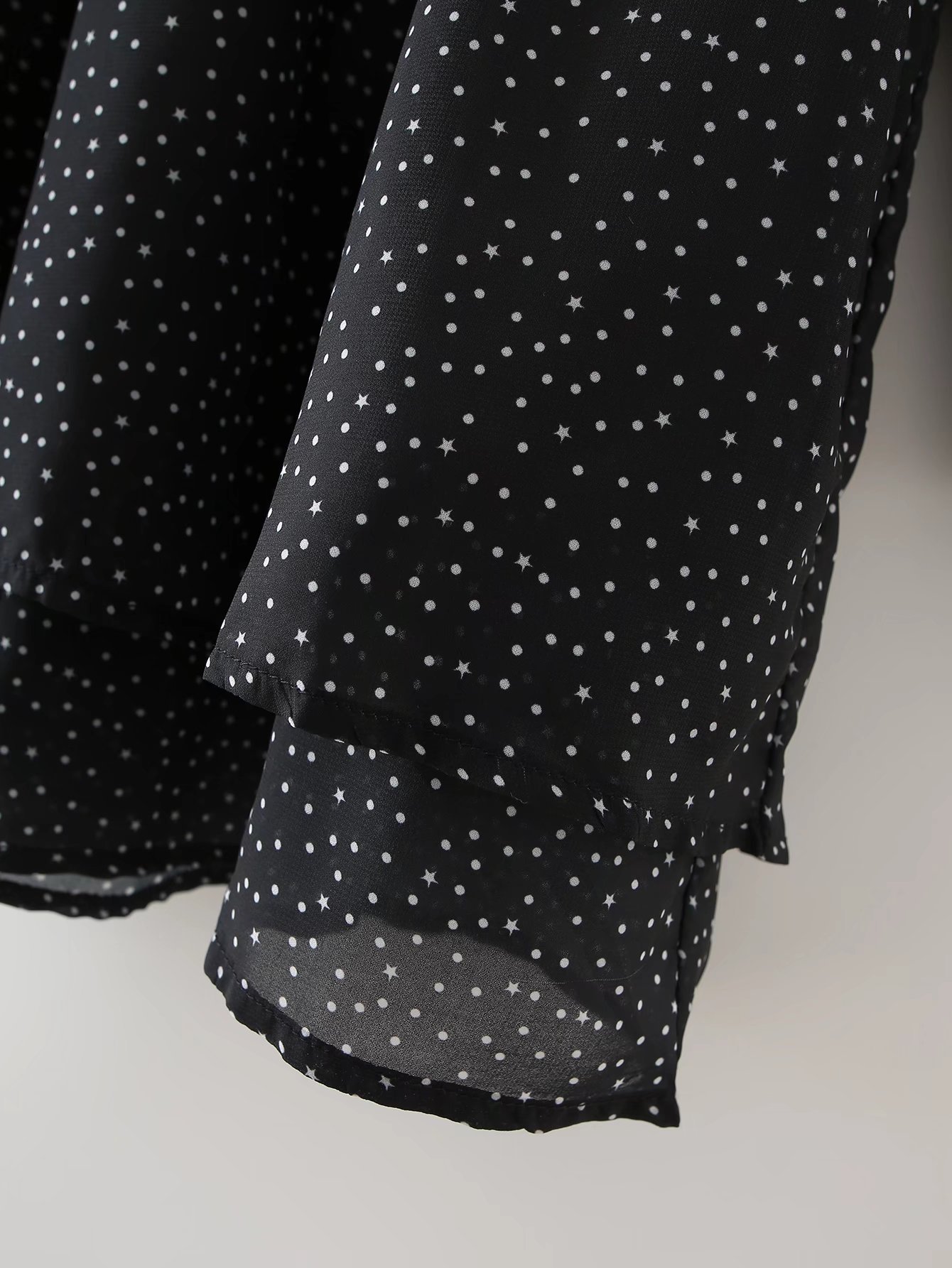 autumn mesh perspective long-sleeved polka dot hollow chiffon dress nihaostyles wholesale clothing NSAM92023