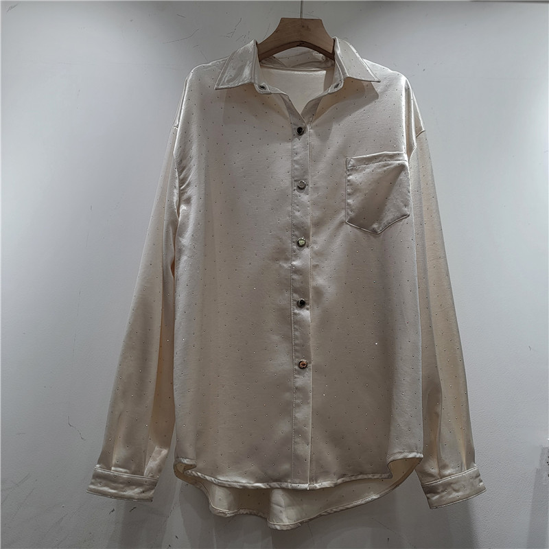 Camisa de Poliéster con Pedrería Brillante y Manga Larga para Primavera image 2