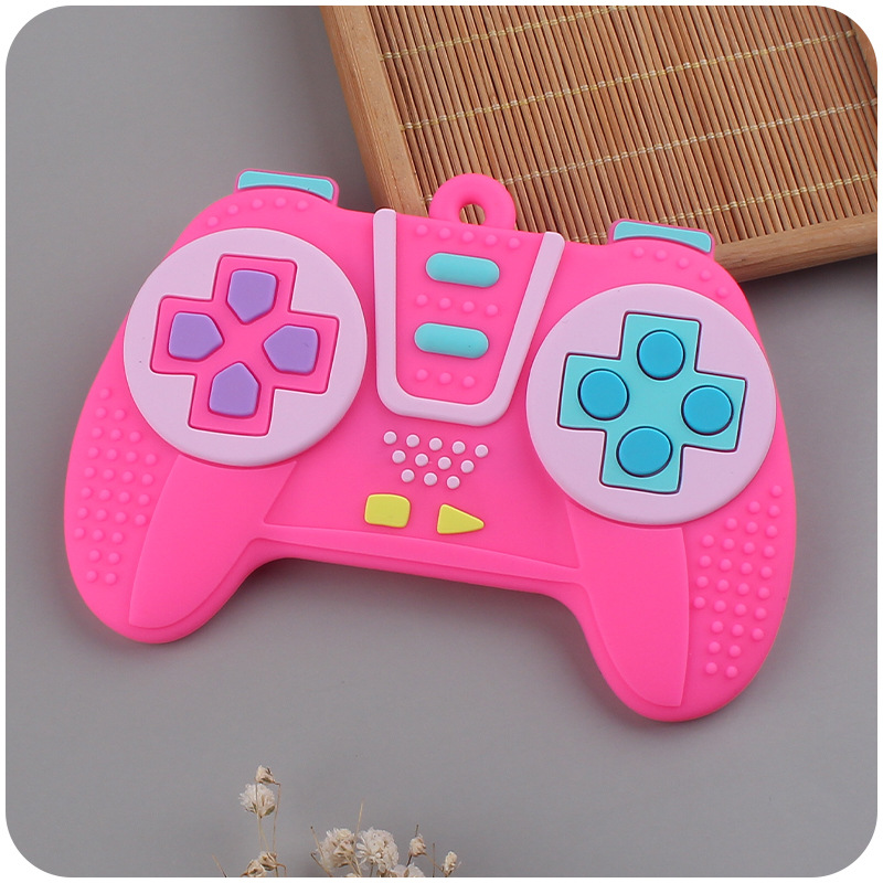 Nuevo bebé suministros de dibujos animados juego mango mordedor bebé creativo silicona mordedura pegamento teether palo juguete