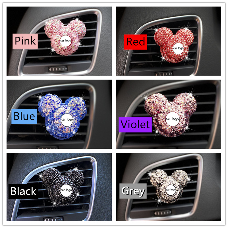 Alibaba.com Mickey Head Car Logo Perfume Clip Air Conditioner Vent Perfume Water Diamond Car Logo Perfume Clip for Women