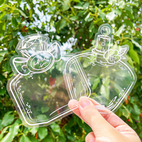 Drift bottle PET sticker Good thing accompanying wishing bottle bookmark Transparent bottle handbook sticker bookmark glass bottle sticker